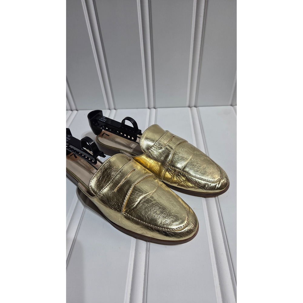 Catherine Catherine Malandrino Womens Penny Loafer Mules 7 Gold Metallic Glam